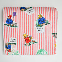 Red + White Striped Paddington Bear Brushed Flannel Fabric - 45" x 156"