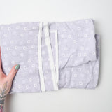 Purple- Gray + White Floral Flannel Fabric - 44" x 108"