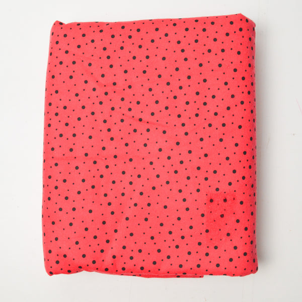 Red + Black Dot Print Fabric with Flannel Backing - 44" x 160"