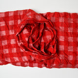 Red + Pink Seersucker Plaid Woven Fabric - 46" x 112"