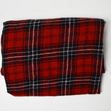Red, Black + White Plaid Wooly Crepe Woven Fabric - 56" x 57"