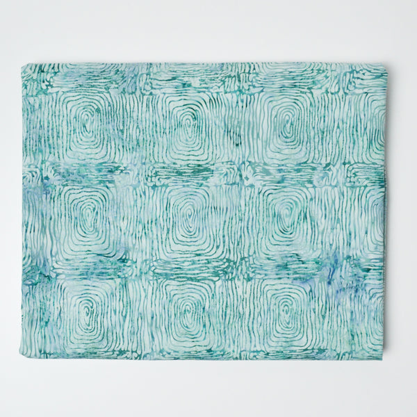 Light Teal Spiral Batik Quilting Weight Woven Fabric - 44" x 74"