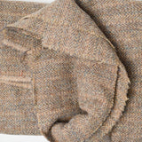 Brown Tweed Herringbone Wooly Woven Fabric - 58" x 66"