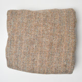 Brown Tweed Herringbone Wooly Woven Fabric - 58" x 66"