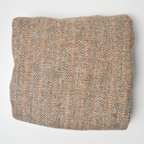 Brown Tweed Herringbone Wooly Woven Fabric - 58" x 66"