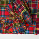 Patchwork Red + Green Madras Plaid Woven Fabric - 46" x 56"