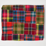 Patchwork Red + Green Madras Plaid Woven Fabric - 46" x 56"