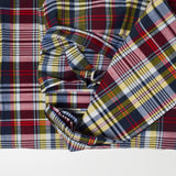 Navy Blue, Red, + Yellow Plaid Woven Shirting Fabric - 46" x 114"