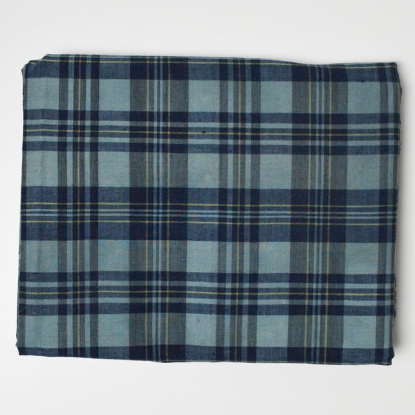Blue Plaid Woven Shirting Fabric - 40" x 94"