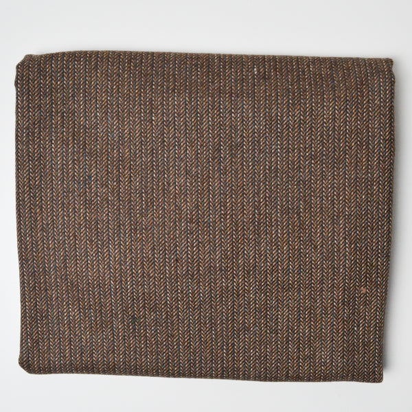 Brown + Blue Herringbone Woven Fabric - 32" x 62"
