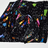 Black + Colorful Mannequin + Dress Print Woven Crepe Fabric - 58" x 84"