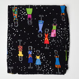 Black + Colorful Mannequin + Dress Print Woven Crepe Fabric - 58" x 84"