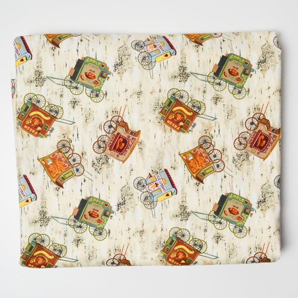 Autumnal Food Cart Print Woven Fabric - 44" x 114"