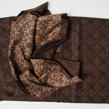 Brown + Blue Geometric Pattern Print Quilting Weight Woven Fabric - 38" x 144"