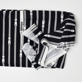 Black + White Zipper Stripe Print Quilting Weight Woven Fabric - 43" x 66"