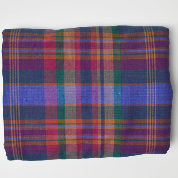 Purple, Yellow + Blue Plaid Woven Fabric - 46" x 192"