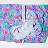Blue, Pink + Purple Easter Bunny Print Quilting Weight Woven Fabric - 42" x 109"