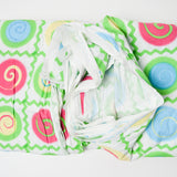 Green, White, Yellow + Pink Airbrush Spiral Print Quilting Weight Woven Fabric - 44" x 240"