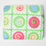 Green, White, Yellow + Pink Airbrush Spiral Print Quilting Weight Woven Fabric - 44" x 240"