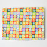 Yellow + Multicolor Small Geometric Check Quilting Weight Woven Fabric - 43" x 124"
