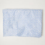 Blue + White Floral Polyester Flat Sheet Fabric - 64" x 98"
