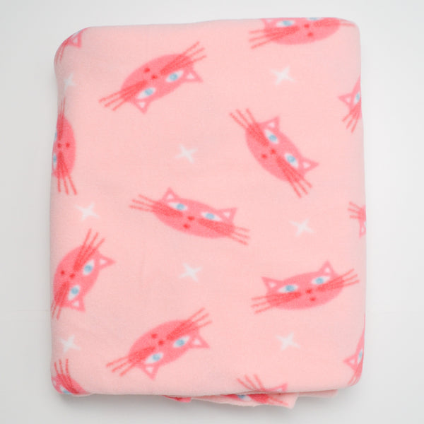 Pink Cat Fleece Fabric - 40" x 72"