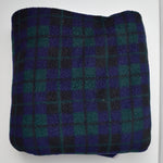 Green + Blue Plaid Faux Shearling Fleece Fabric - 66" x 120"