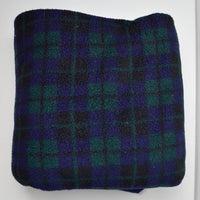 Green + Blue Plaid Faux Shearling Fleece Fabric - 66" x 120"