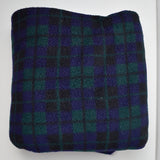 Green + Blue Plaid Faux Shearling Fleece Fabric - 66" x 120"