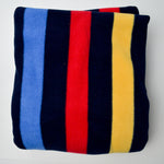 Navy Blue + Colorful Stripes Fleece Fabric - 56" x 80"