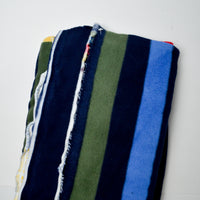 Navy Blue + Colorful Stripes Fleece Fabric - 56" x 80"