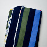 Navy Blue + Colorful Stripes Fleece Fabric - 56" x 80"
