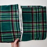 Green Plaid Fleece Fabric - 56" x 62"