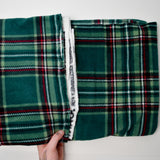 Green Plaid Fleece Fabric - 56" x 62"