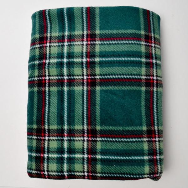 Green Plaid Fleece Fabric - 56" x 62"