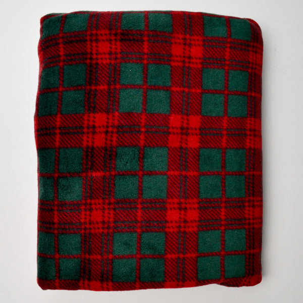 Red + Green Plaid Fleece Fabric - 56" x 62"