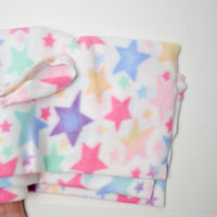 Colorful Pastel Stars Fleece Fabric - 44" x 54" + Extra