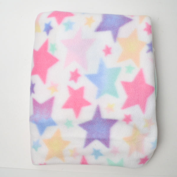Colorful Pastel Stars Fleece Fabric - 44" x 54" + Extra