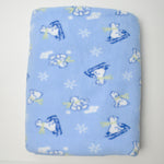 Blue Sledding Polar Bears Fleece Fabric - 62" x 44"