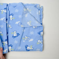 Blue Sledding Polar Bears Fleece Fabric - 62" x 44"