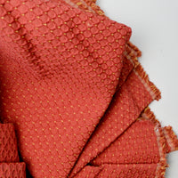 Dark Coral + Golden Yellow Diamond Textured Woven Upholstery Fabric - 48" x 120"