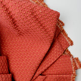 Dark Coral + Golden Yellow Diamond Textured Woven Upholstery Fabric - 48" x 120"