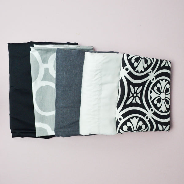 Black, White + Gray Canvas + Thick Woven Fabric Bundle