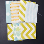 Green, Blue + Gold Printed Woven Canvas Fabric Bundle