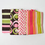 Pink, Green + Brown Canvas Woven Fabric Bundle