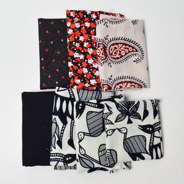 Black, White + Red Woven Fabric Bundle