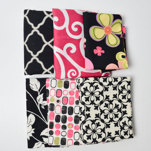 Pink, Black + White Canvas Woven Fabric Bundle