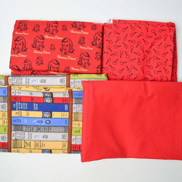 Red Solid + Nancy Drew Print Quilting Cotton Bundle