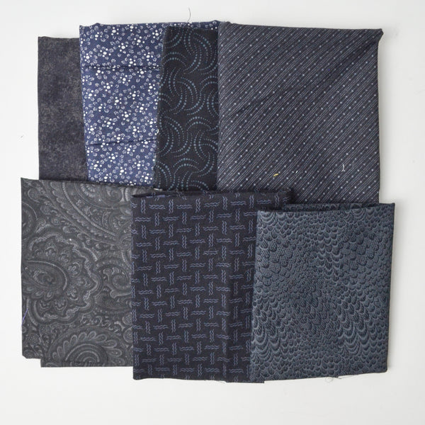 Black + Navy Quilting Cotton Bundle