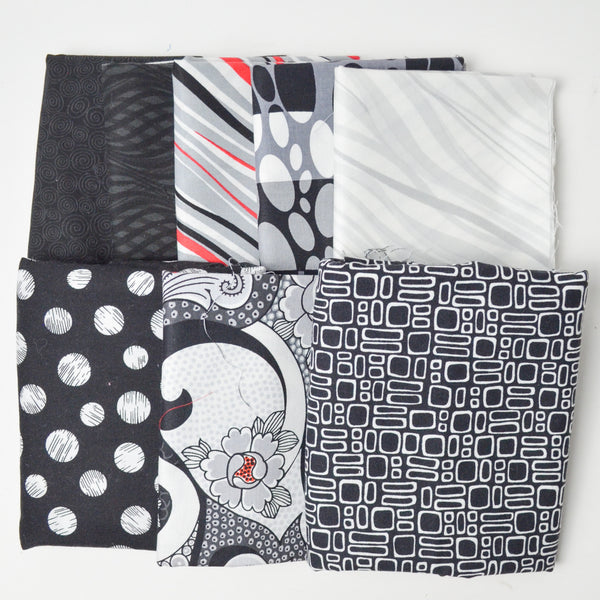 Black, White + Red Quilting Cotton Bundle